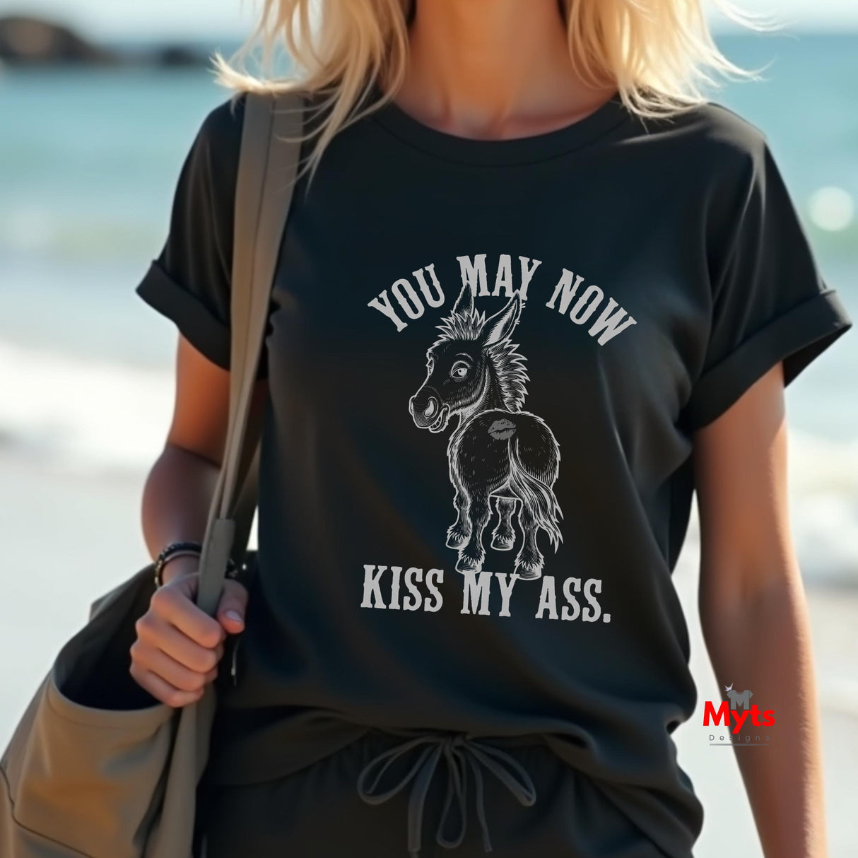You May Now Kiss My Ass Funny Donkey Graphic T-Shirt