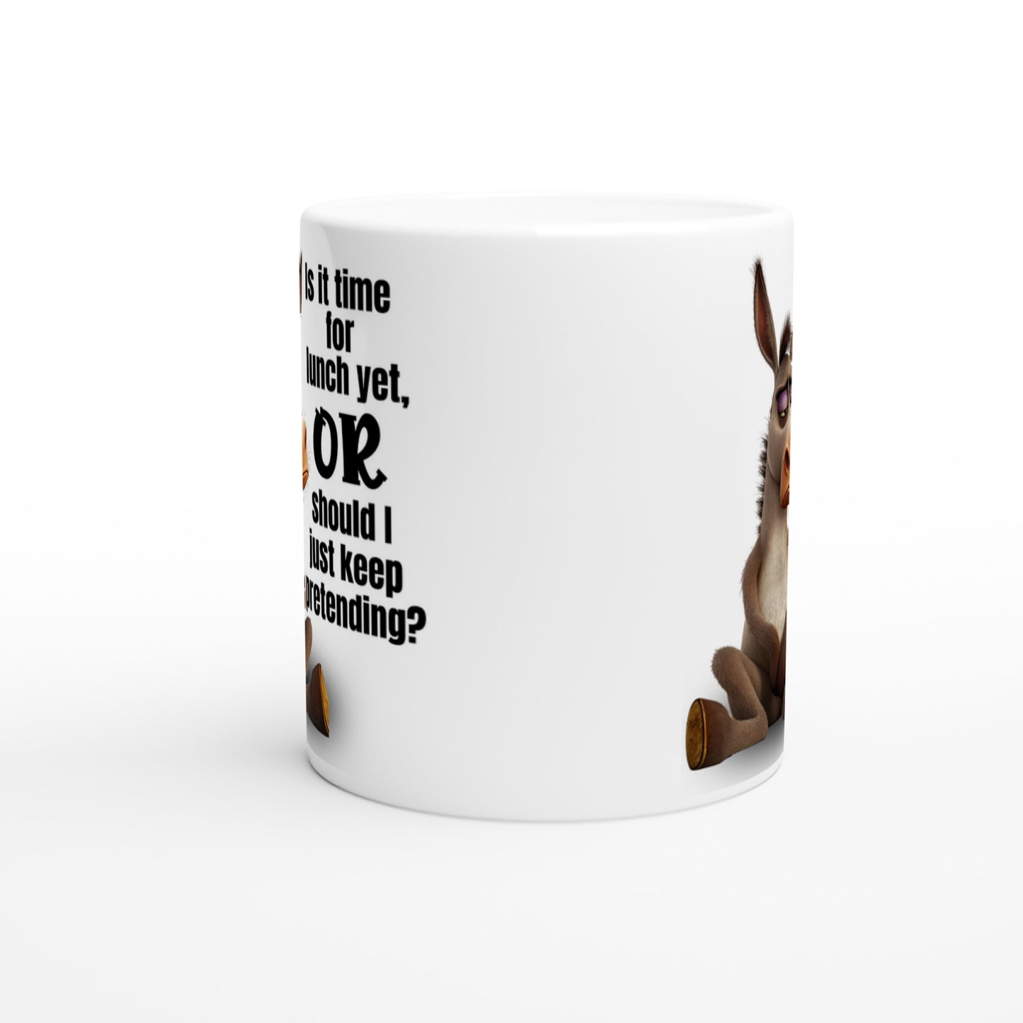 Funny Donkey Coffee Mug – “Is It Time for Lunch Yet?” Sarcastic Office Gift