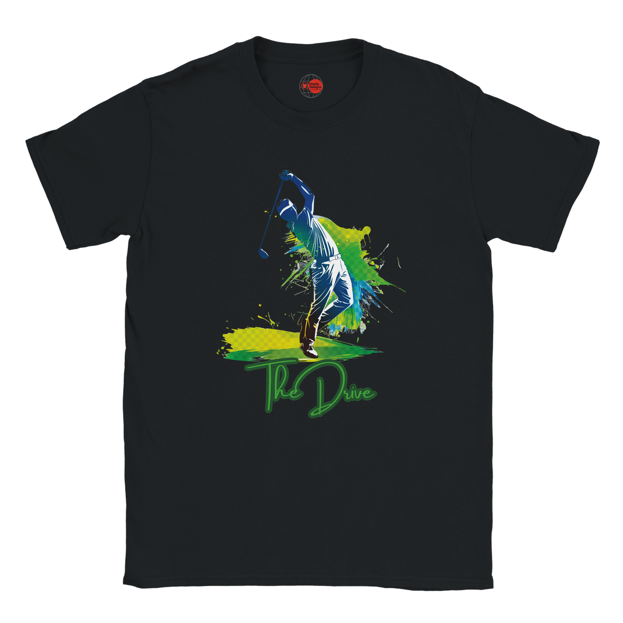 Black t-shirt with a colorful graphic of a person diving and the text 'The Dive' on a white background.