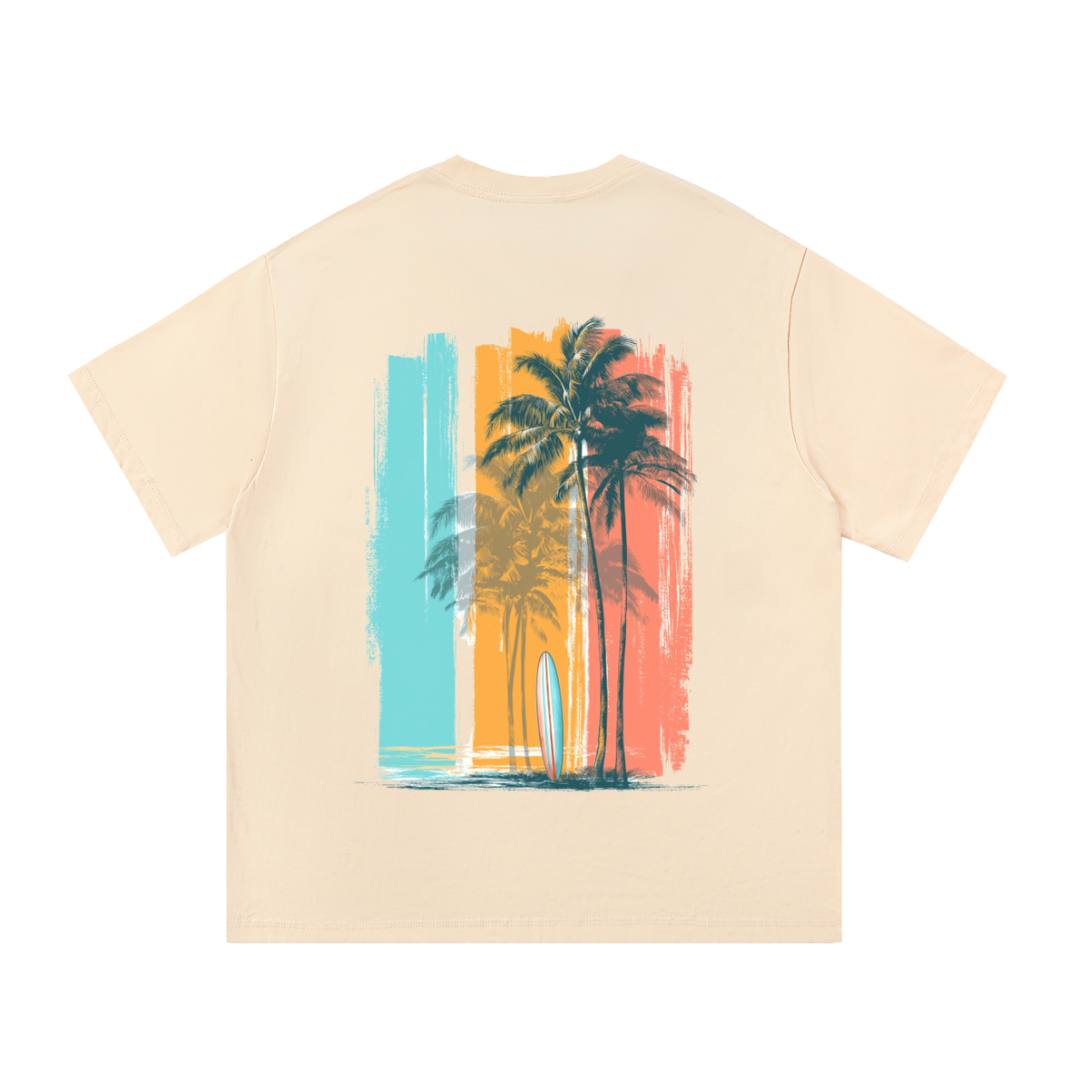 Tropical Escape Palm Tree Back Print Cotton T-Shirt