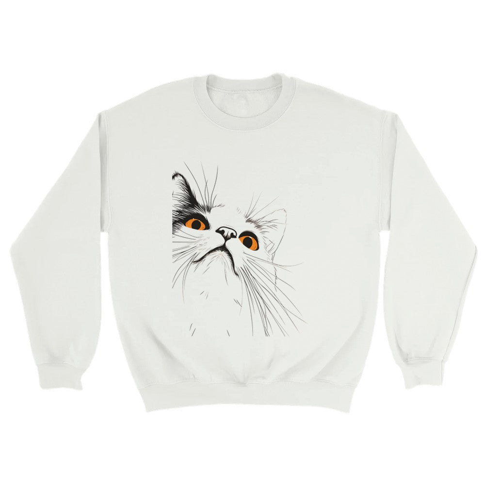 minimalist white cat sweatshirt
