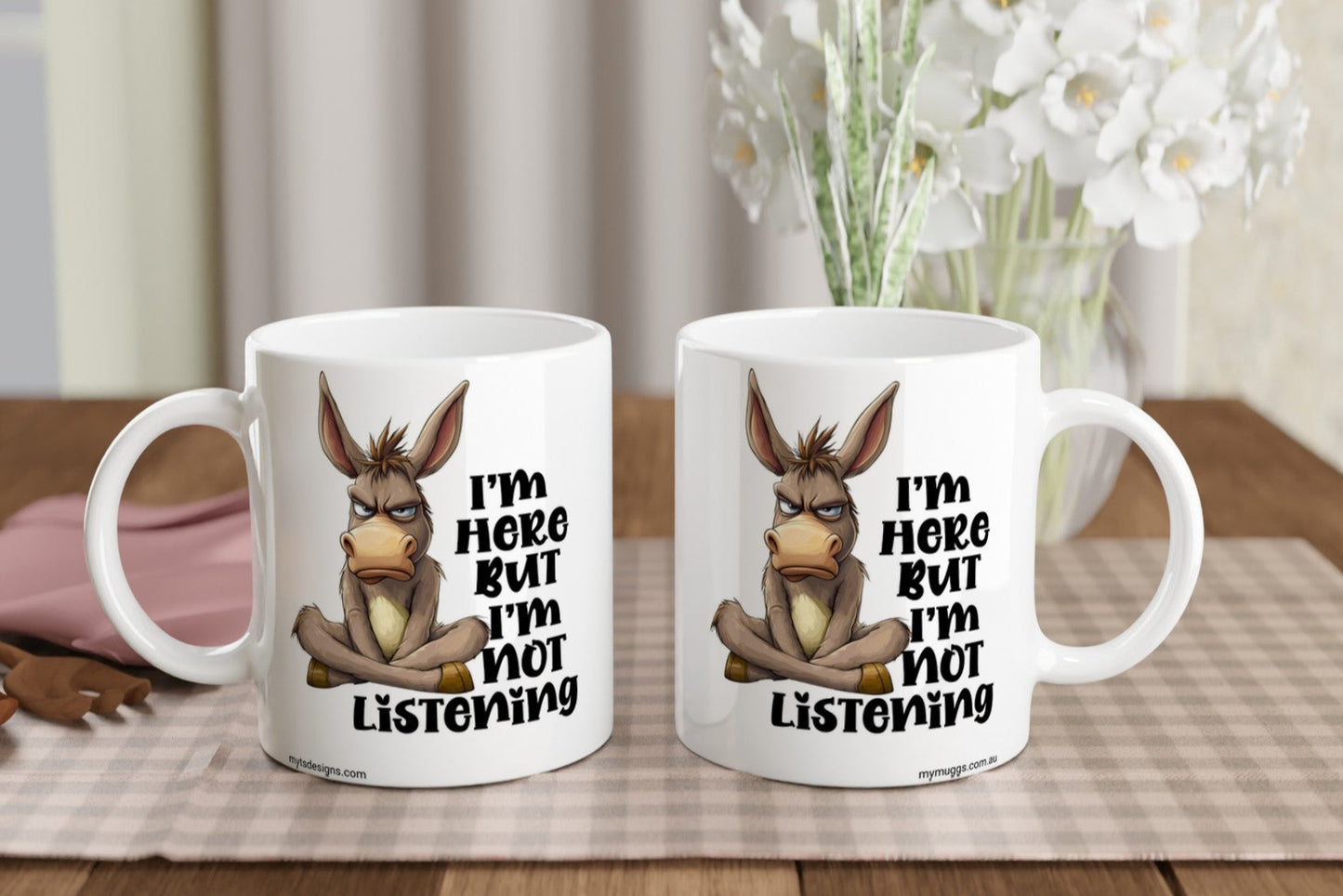 Sarcastic Donkey Coffee Mug Sie by side