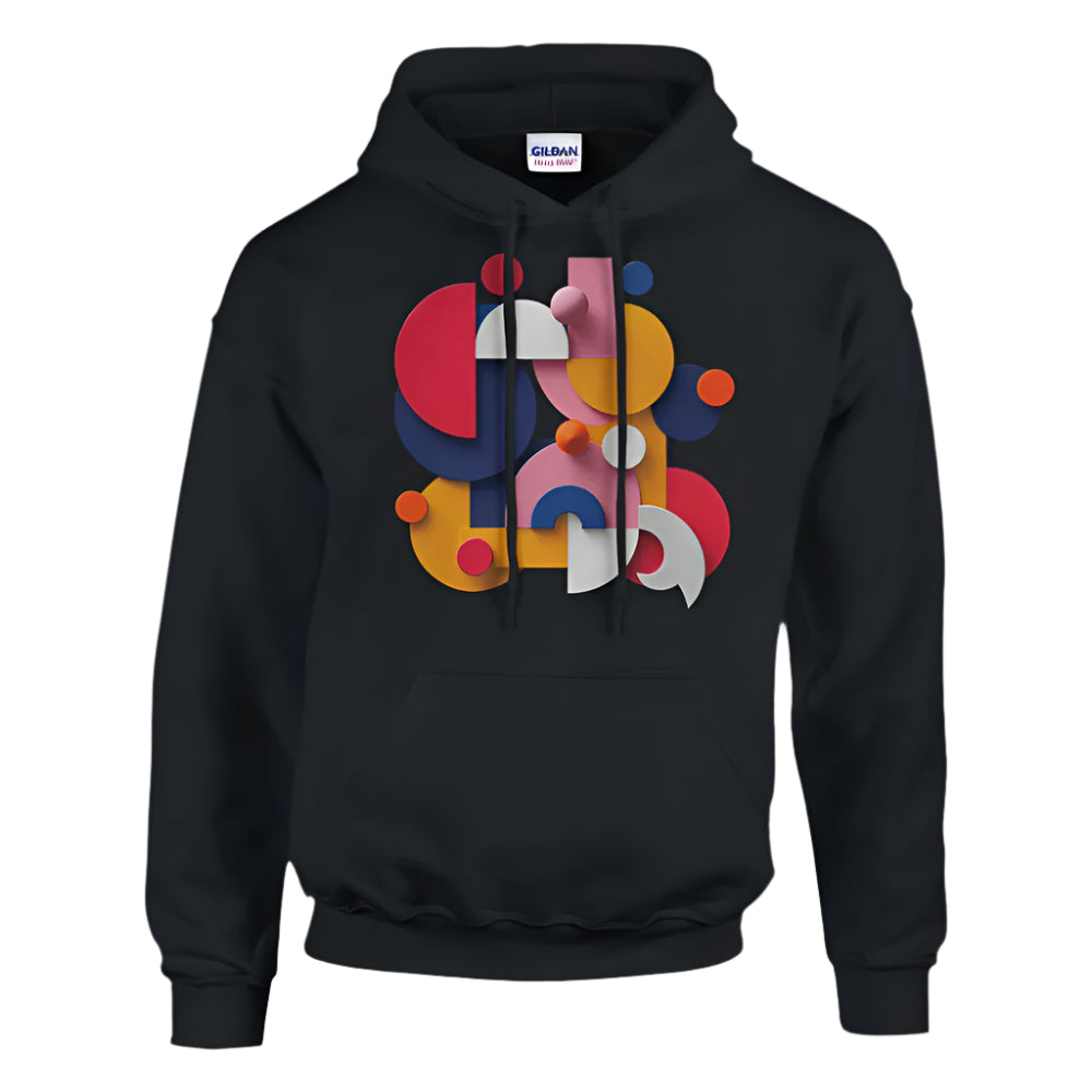 Black Trendy Graphic Shapes Hoodie