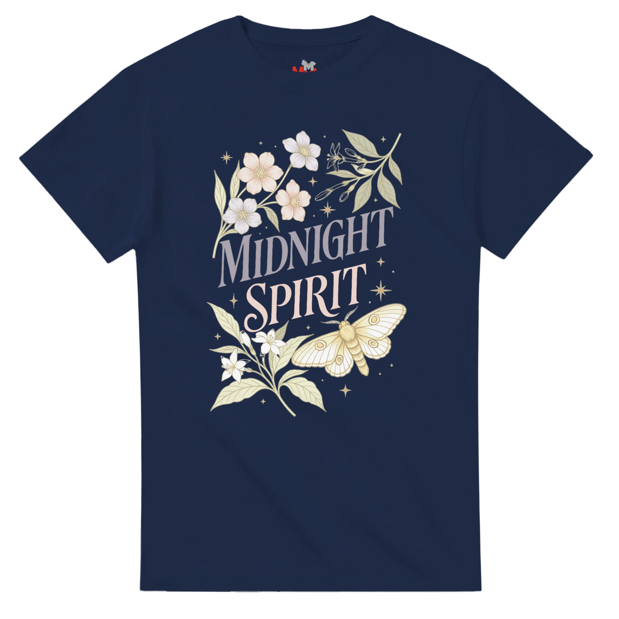 Midnight Spirit T-Shirt – Botanical Moth & Floral Graphic Tee