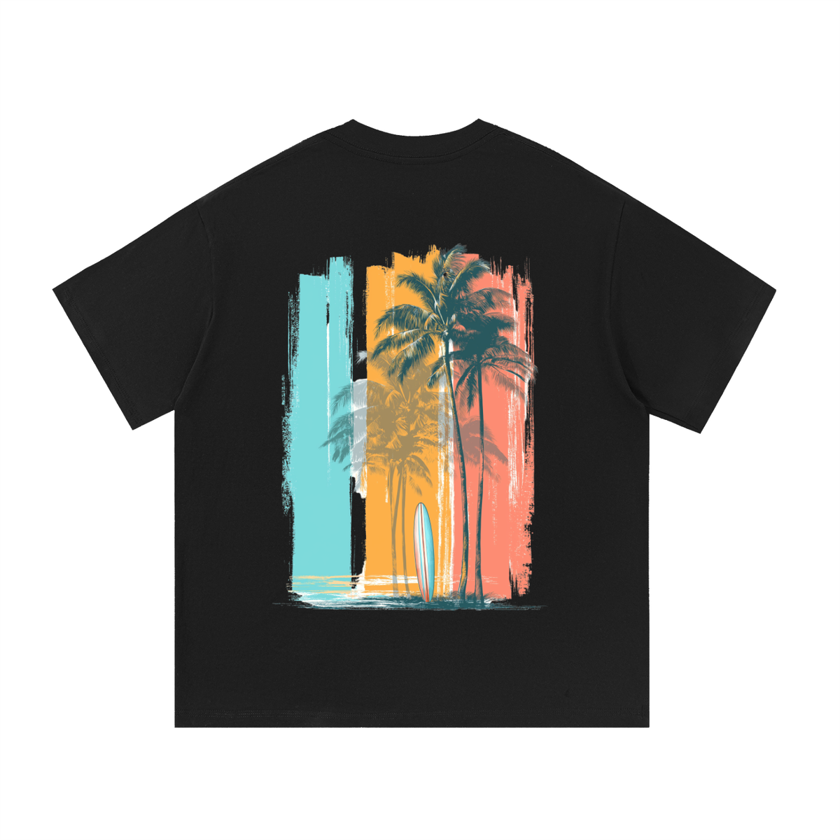 Tropical Escape Palm Tree Back Print Cotton T-Shirt