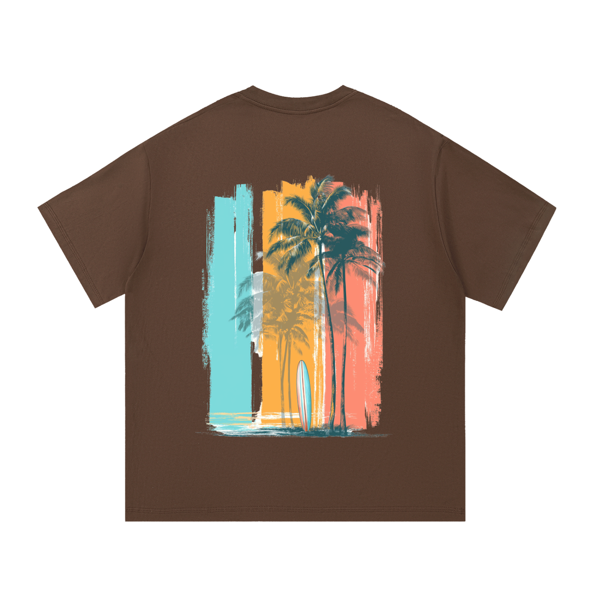 Tropical Escape Palm Tree Back Print Cotton T-Shirt