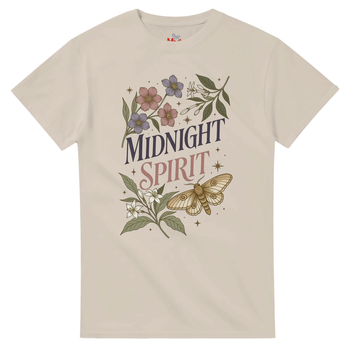 Midnight Spirit T-Shirt – Botanical Moth & Floral Graphic Tee