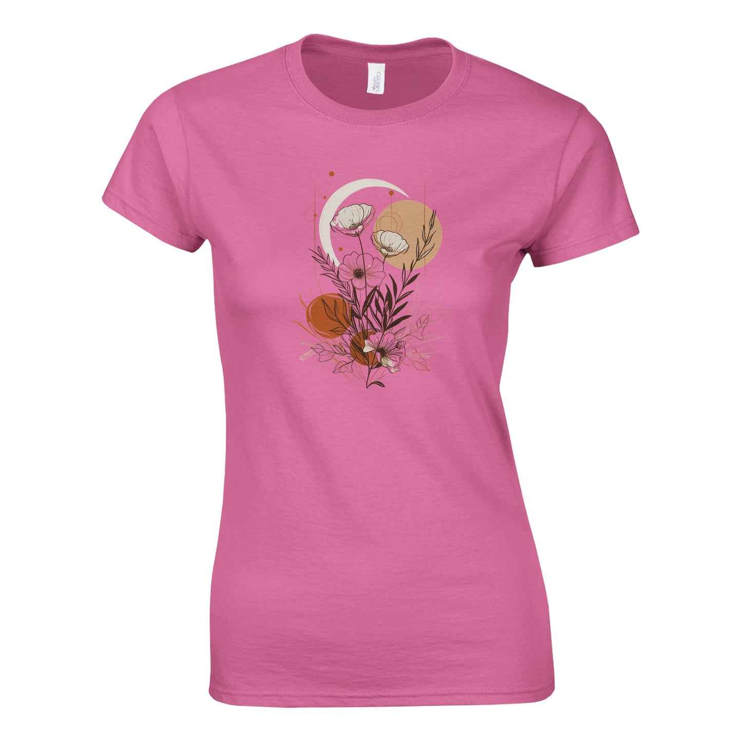 Azalea t-shirt with a floral design on a white background