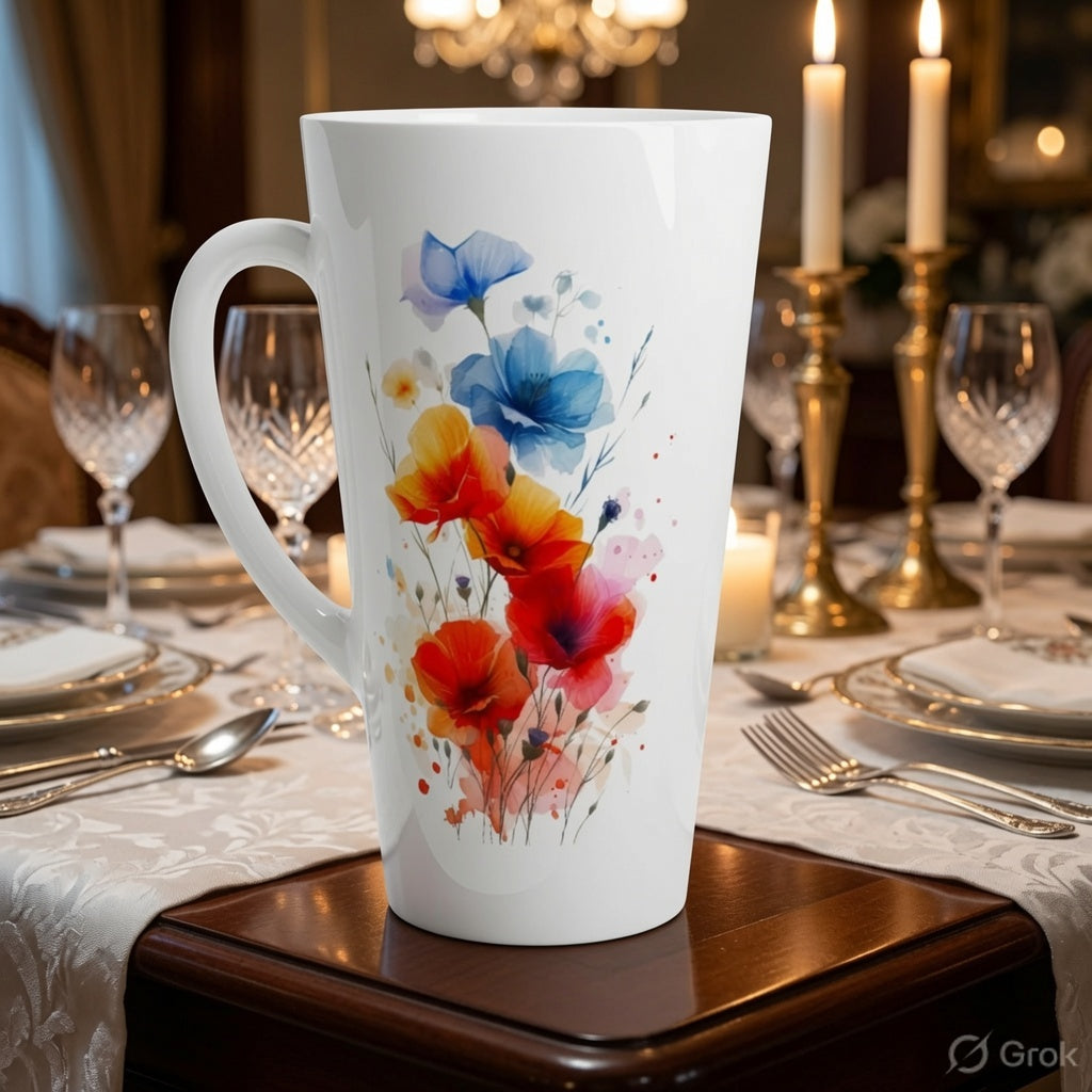 Watercolor Wildflower Floral Latte Mug