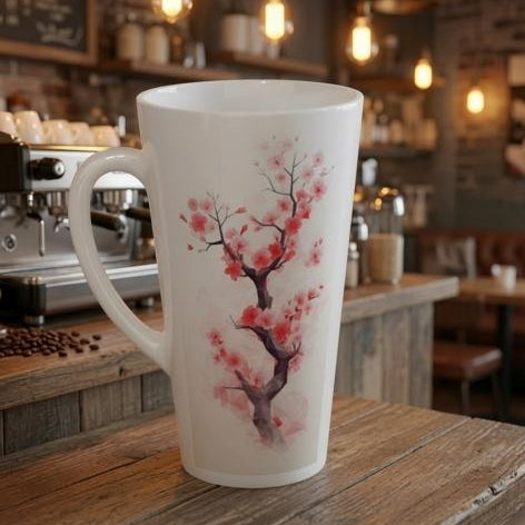 Japanese Cherry Blossom Latte Mug – Elegant Sakura Ceramic Coffee Cup