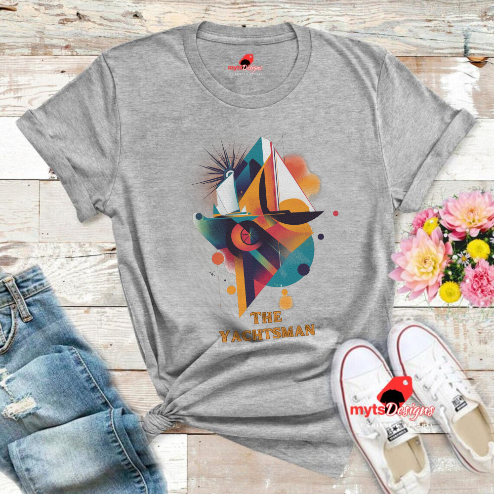 The Yachtsman Nautical T-Shirt | Geometric Ocean Design | Unisex Crewneck