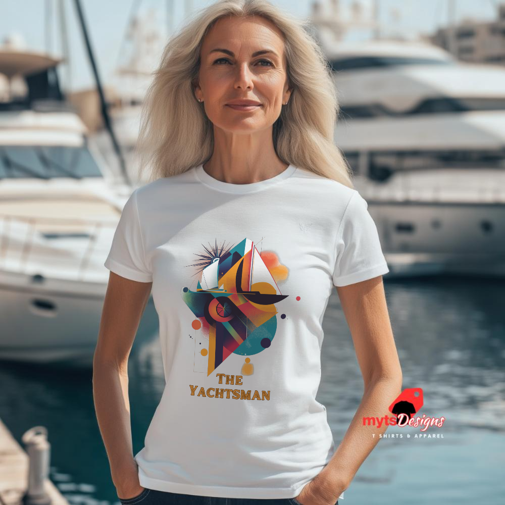 The Yachtsman Nautical T-Shirt | Geometric Ocean Design | Unisex Crewneck