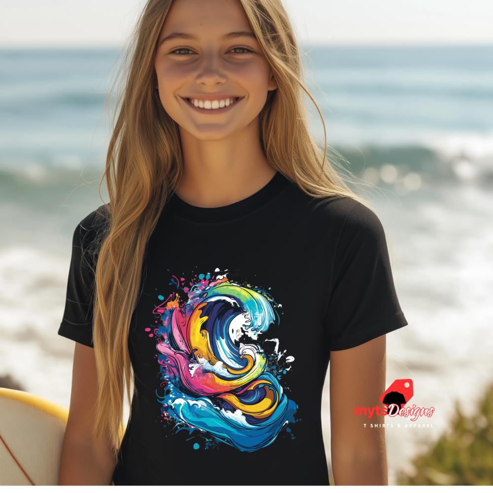 Abstract Wave Abstract Surf Wave Art T-Shirt, New Art Graphic Design Tee, Ocean-Inspired Wave Shirt,Surfing shirts