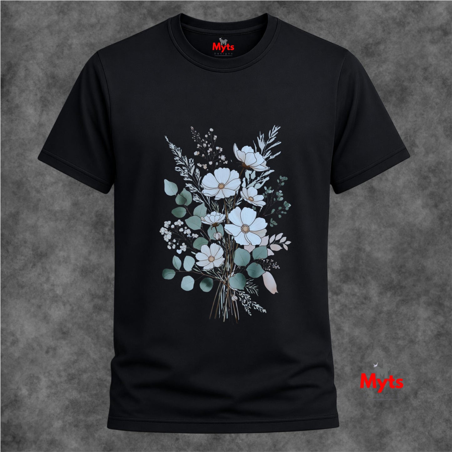 Blue Wildflower Bouquet T-Shirt | Minimalist Botanical Floral Graphic Tee