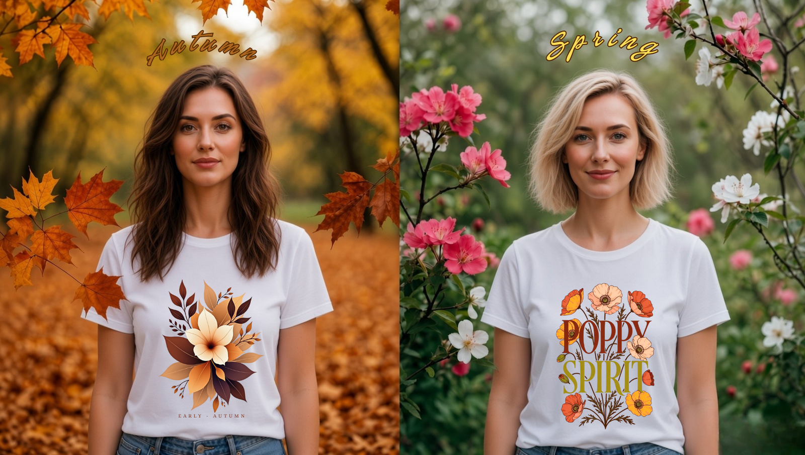 Autumn and Spring seasonal T-shirt designs from MytsDesigns