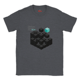 Gray t-shirt with geometric design and text 'Thinking Outside The BOX' on a white background