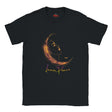 Black t-shirt with a crescent moon design and 'Inner Peace' text on a white background