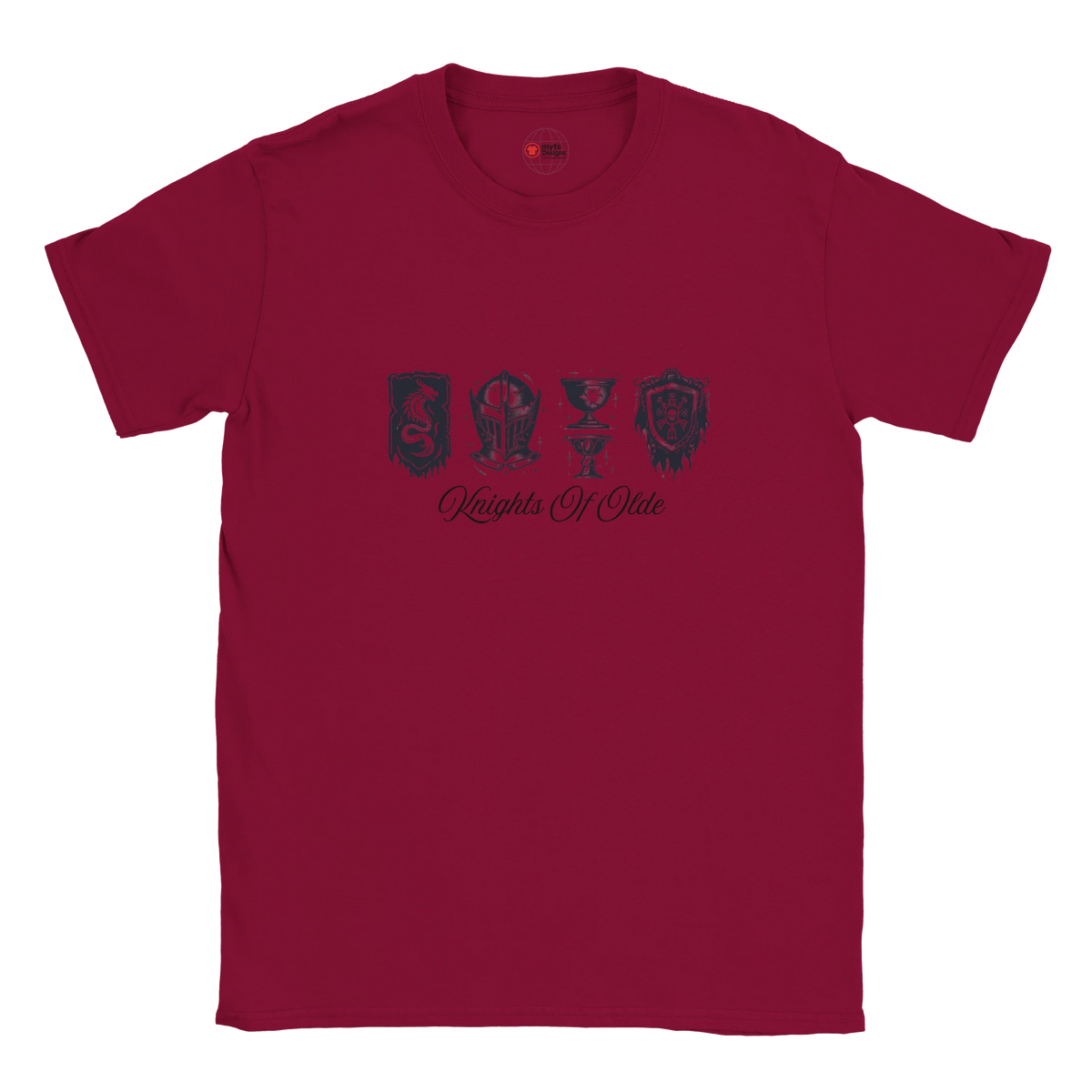 Cardinal Red t-shirt with black graphic design and text on a white background
