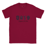 Cardinal Red t-shirt with black graphic design and text on a white background