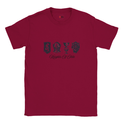 Cardinal Red t-shirt with black graphic design and text on a white background
