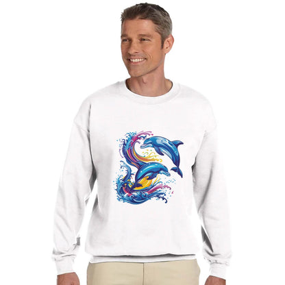 Vintage style dolphins white sweatshirt