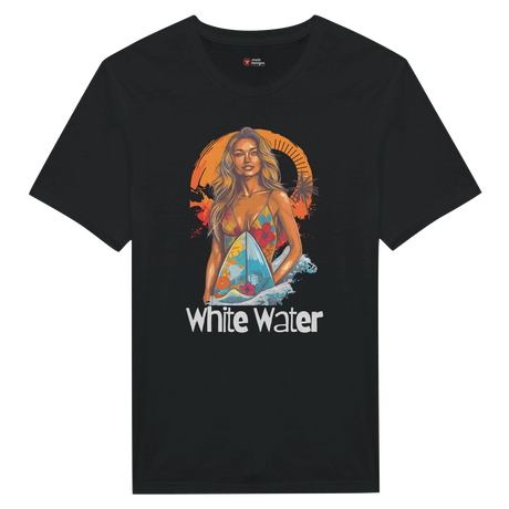 White Water Surf Girl  Black T-Shirt 