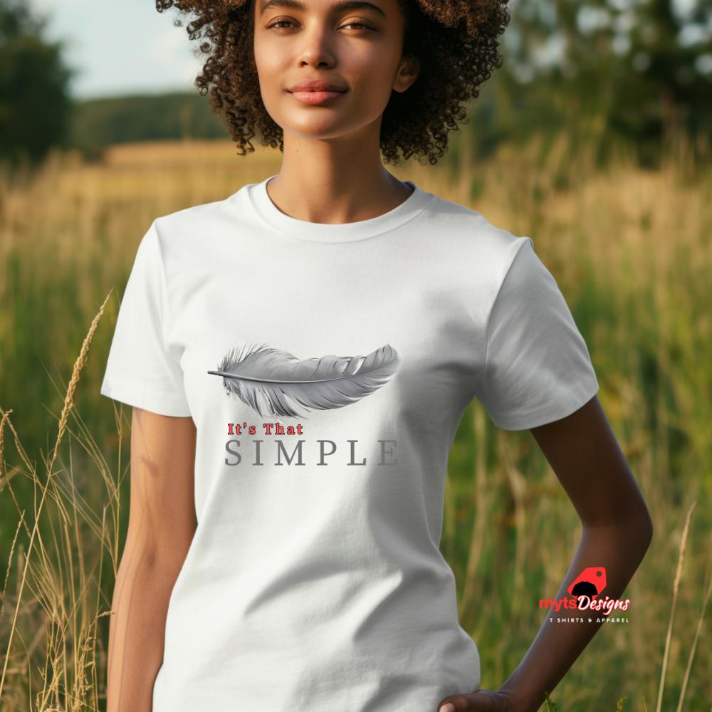 It's That Simple, Feather T-Shirt - Minimalist Feather Design, Casual Unisex Tee, Nature Inspired Clothing, Soft Cotton T-Shirt"