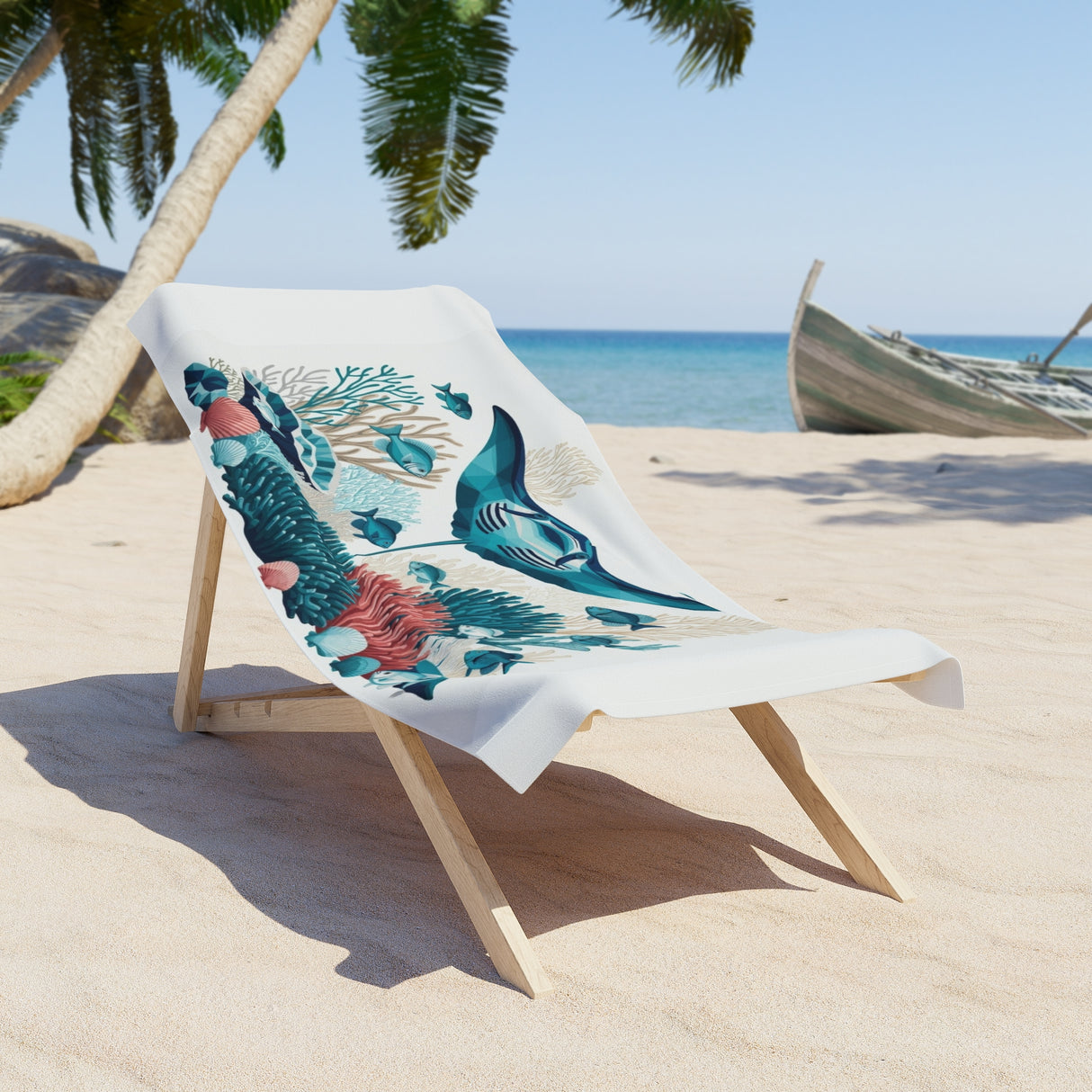 The Ray Manta Ray & Coral Reef Beach Towel