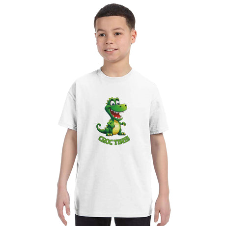 "Kids wearing crocodile t-shirt - lifestyle shot"