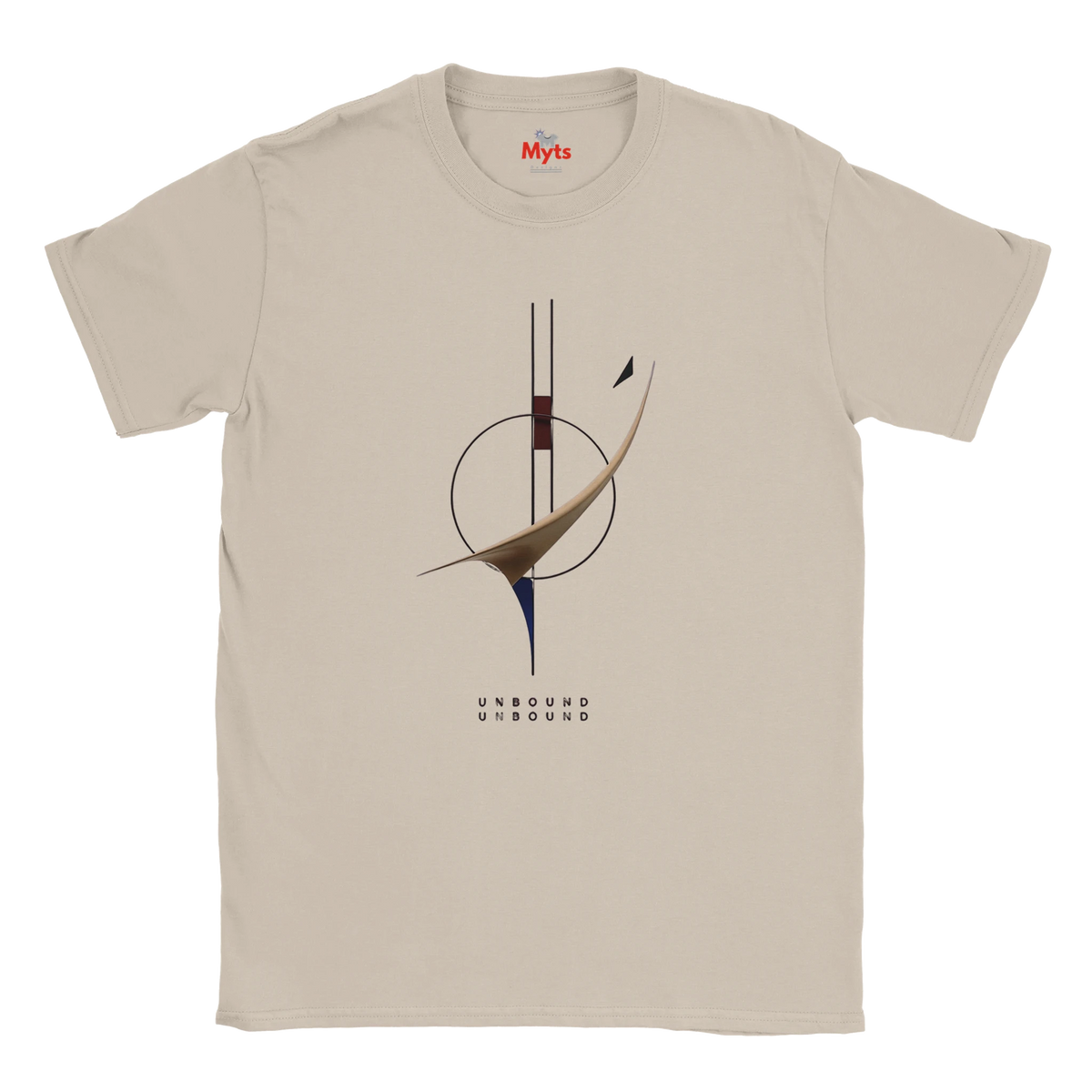A Natural short-sleeve crewneck t-shirt featuring a black outline graphic of the state of Vermont with the word 'SAIL' printed inside, displayed on a clean white background.