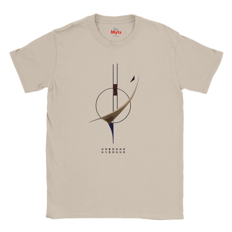 A Natural short-sleeve crewneck t-shirt featuring a black outline graphic of the state of Vermont with the word 'SAIL' printed inside, displayed on a clean white background.