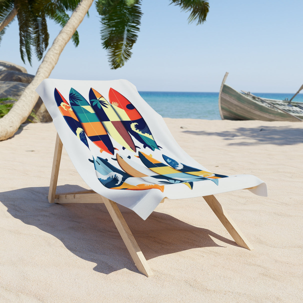 Retro Surfboards Coastal Beach Towel
