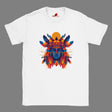 Front view of T-shirt with American Indian-style geometric vector design on white cotton fabric – soft unisex fit