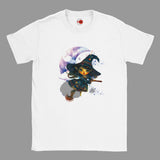 Whimsical Witch T-Shirt – “Swing in the Moon” Cute Fantasy Girl Tee | Soft Cotton Magic Style