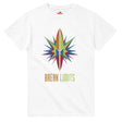 White t-shirt with a colorful star design and 'Break Limits' text on a white background