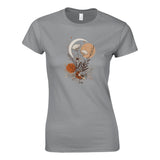 Gray t-shirt with floral design on a white background