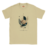 "Sand coloured Coastal Nautilus graphic T-shirt, flat front view”