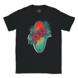 Black Hibiscus Surf Tee
