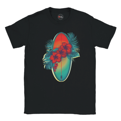 Black Hibiscus Surf Tee