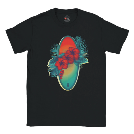 Black Hibiscus Surf Tee