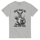 Ash t-shirt with a kangaroo graphic and text on a white background