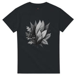 Navy blue t-shirt with white text and tennis graphic on a white background
