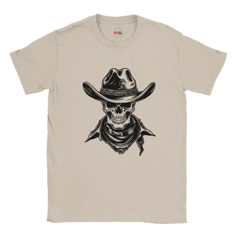 Natural t-shirt featuring a detailed cowboy skull wearing a western hat and bandana30833c8a-4e5f-4996-857d-8143cd3f2c97