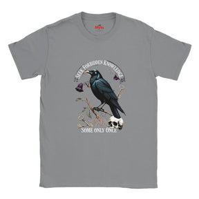Sports Gray t-shirt with a black crow graphic and text on a white background