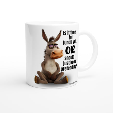 Funny Donkey Coffee Mug – “Is It Time for Lunch Yet?” Sarcastic Office Gift

