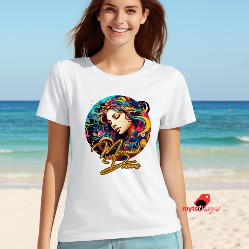 Mermaid Dreams Pop Art T-Shirt - Retro 60s Summer Surf Design