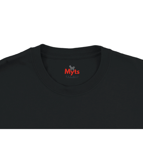 Black t-shirt with red text 'GOD KNOWS YOU BY NAME' on a white background