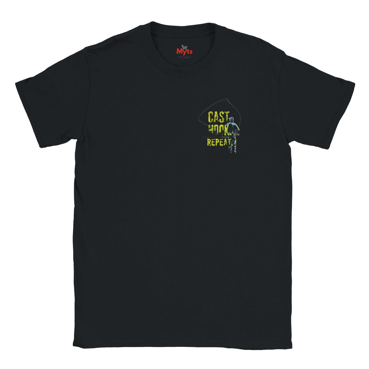 Cast Hook Repeat Fishing T-Shirt | Soft Cotton Angler Tee | Gildan 64000