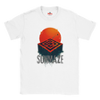 White t-shirt with a red and black design featuring 'Summaze' on a white background