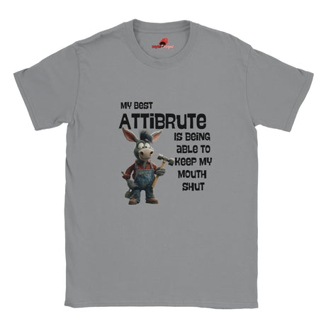Flat lay sports grey funny donkey t shirt